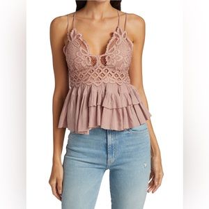 Free People | Adela Lace Peplum Camisole in Mauve Size XS/S